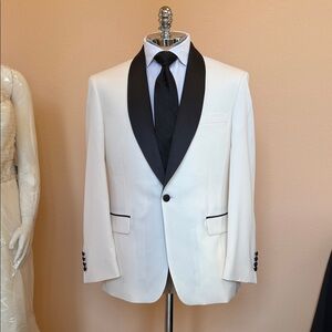 Jos. A. Bank Ivory Tuxedo with Black Trim